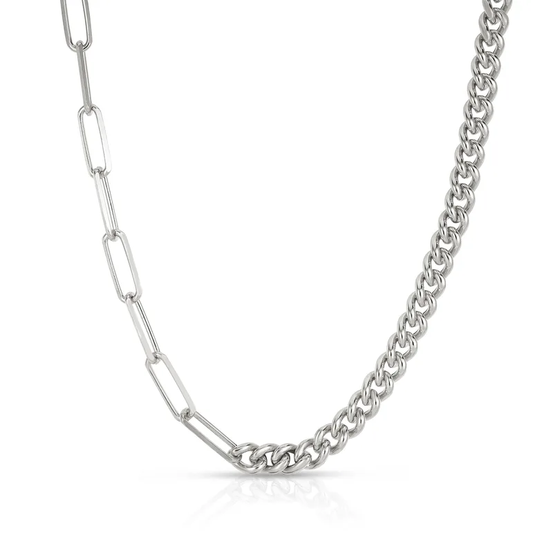 Jilco Inc Curb And Paperclip Necklace - Sterling Silver