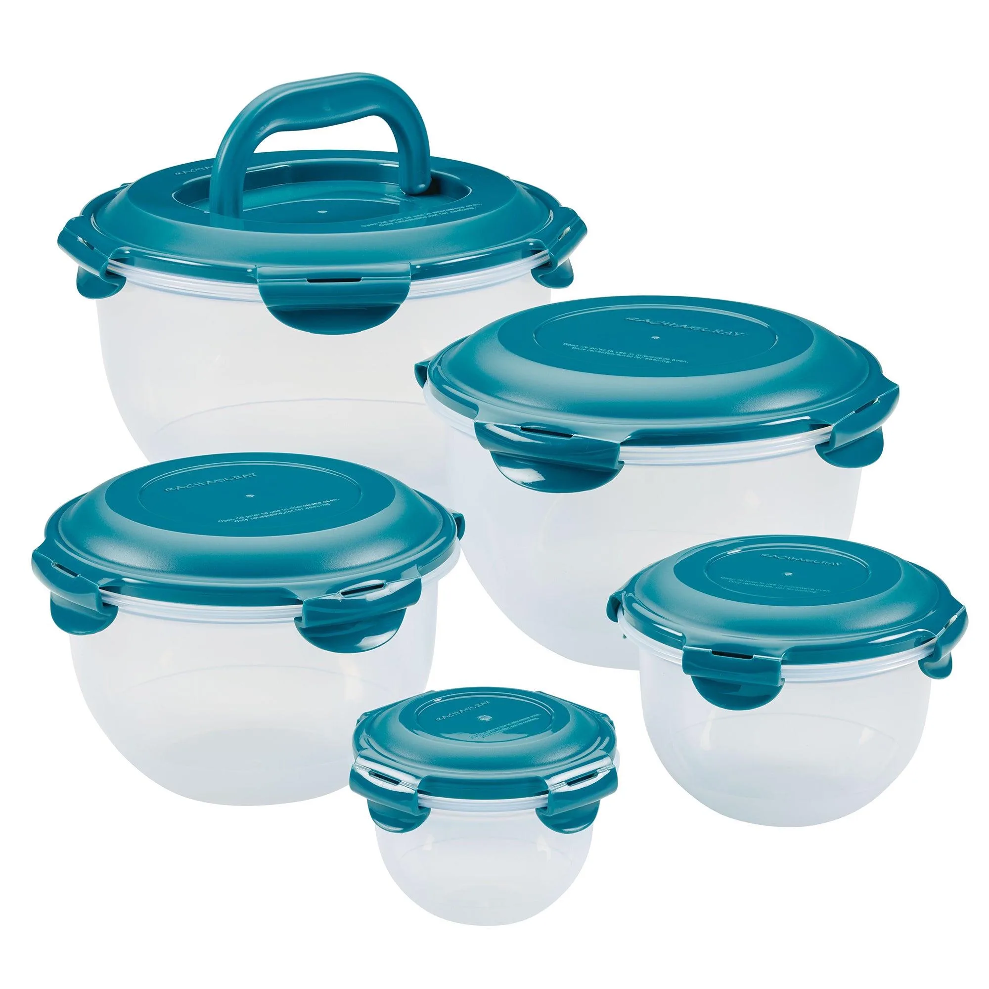 Rachael Ray 10Pc Nestable Leakproof Food Storage Set Teal