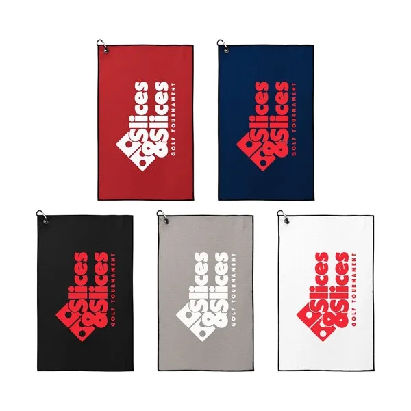 Waffle Weave Golf Towel with Black Corner Hook