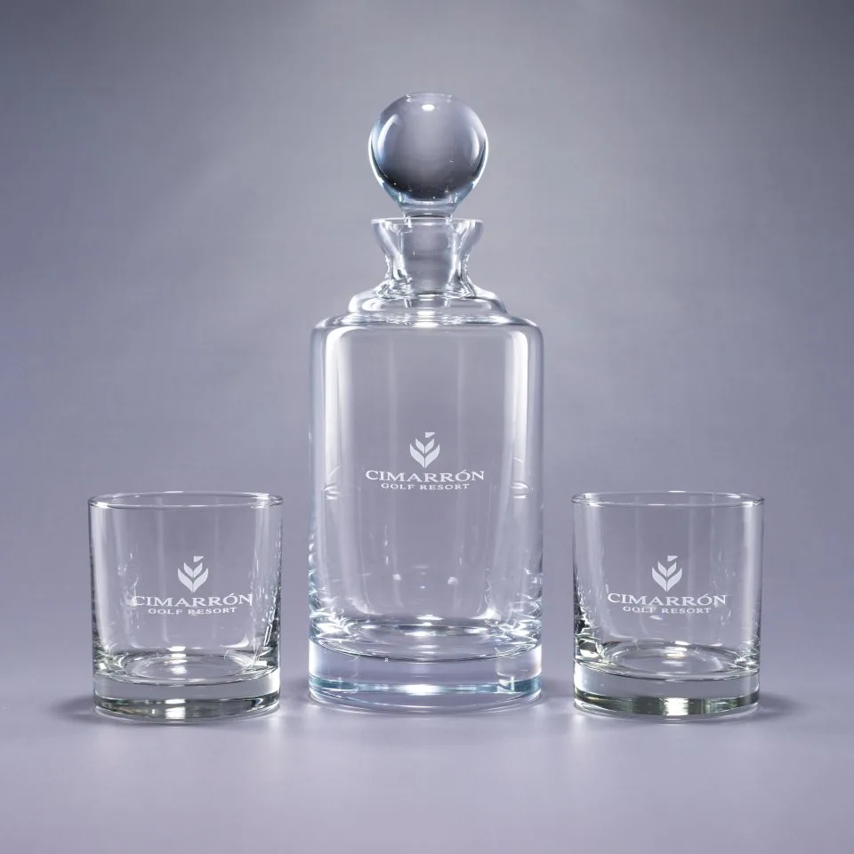 Uptown/Deluxe Crystal Bar Set w/Decanter & 4 Rocks Glasses