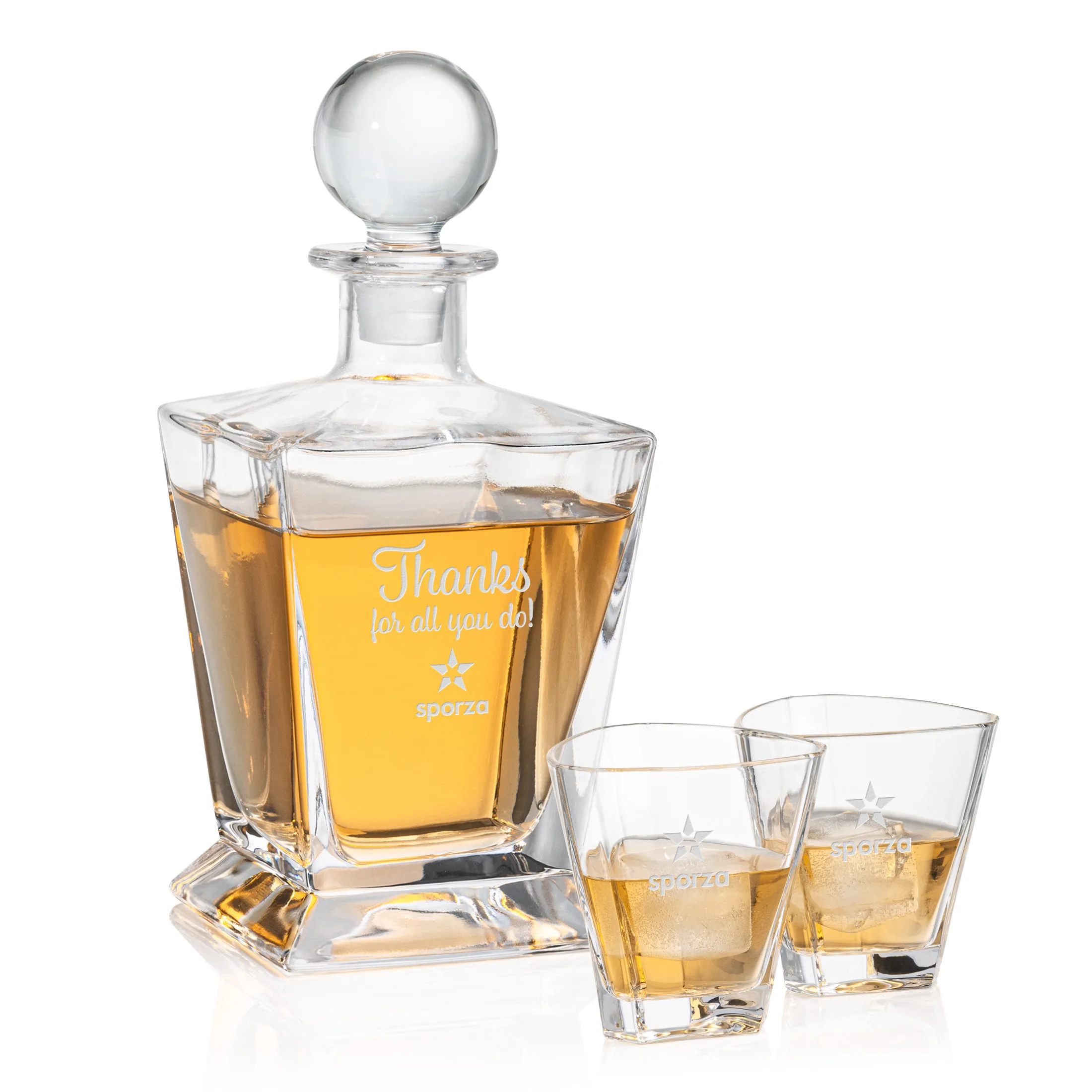 Decanter Set, Deep Etch, Decanter & 2 OTR