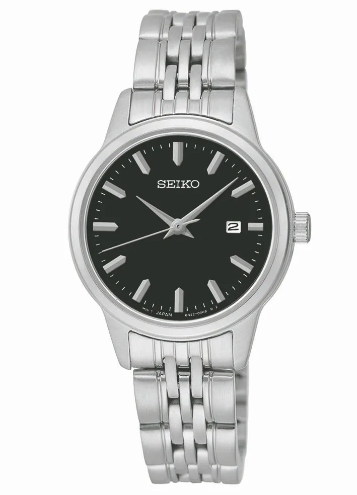 Seiko Watch Ladies Prime Analog Silver Case Black Dial