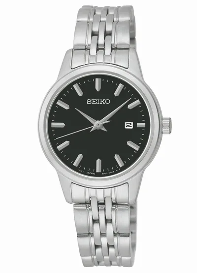 Seiko Watch Ladies Prime Analog Silver Case Black Dial