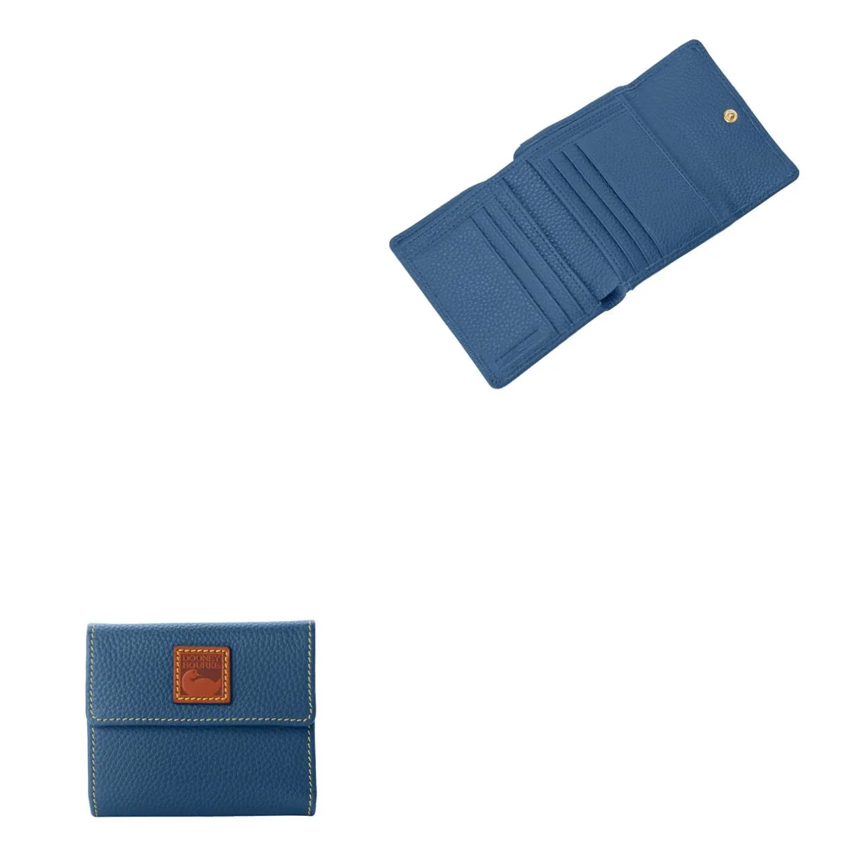Dooney & Bourke Pebble Grain Small Flap Wallet - Blue Jeans
