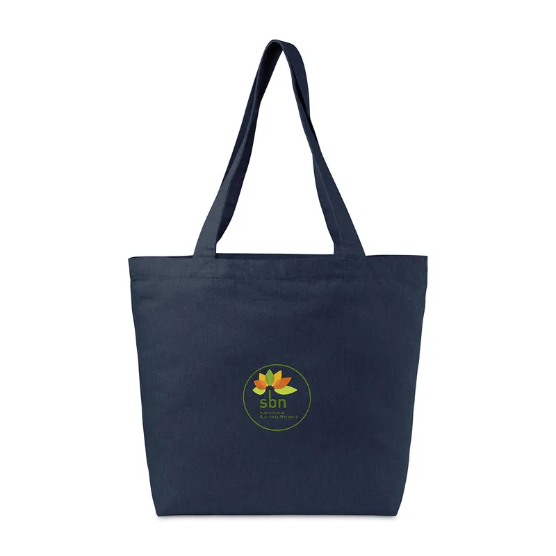 AWARE™ Recycled Cotton Shopper Tote with Interior Zip Pocket - Indigo Denim