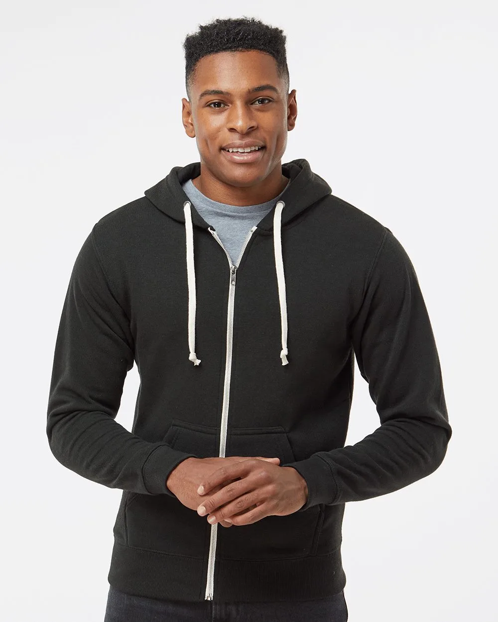 J. America® Men's Triblend Full-Zip Hooded Sweatshirt view 2