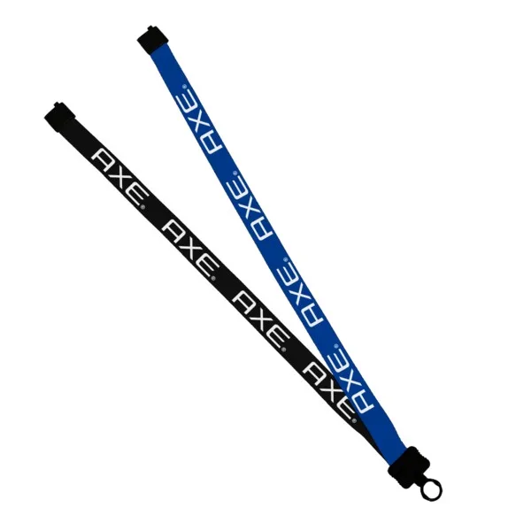 3/4" Multi color (left and right) Polyester Lanyard with Plastic Clamshell