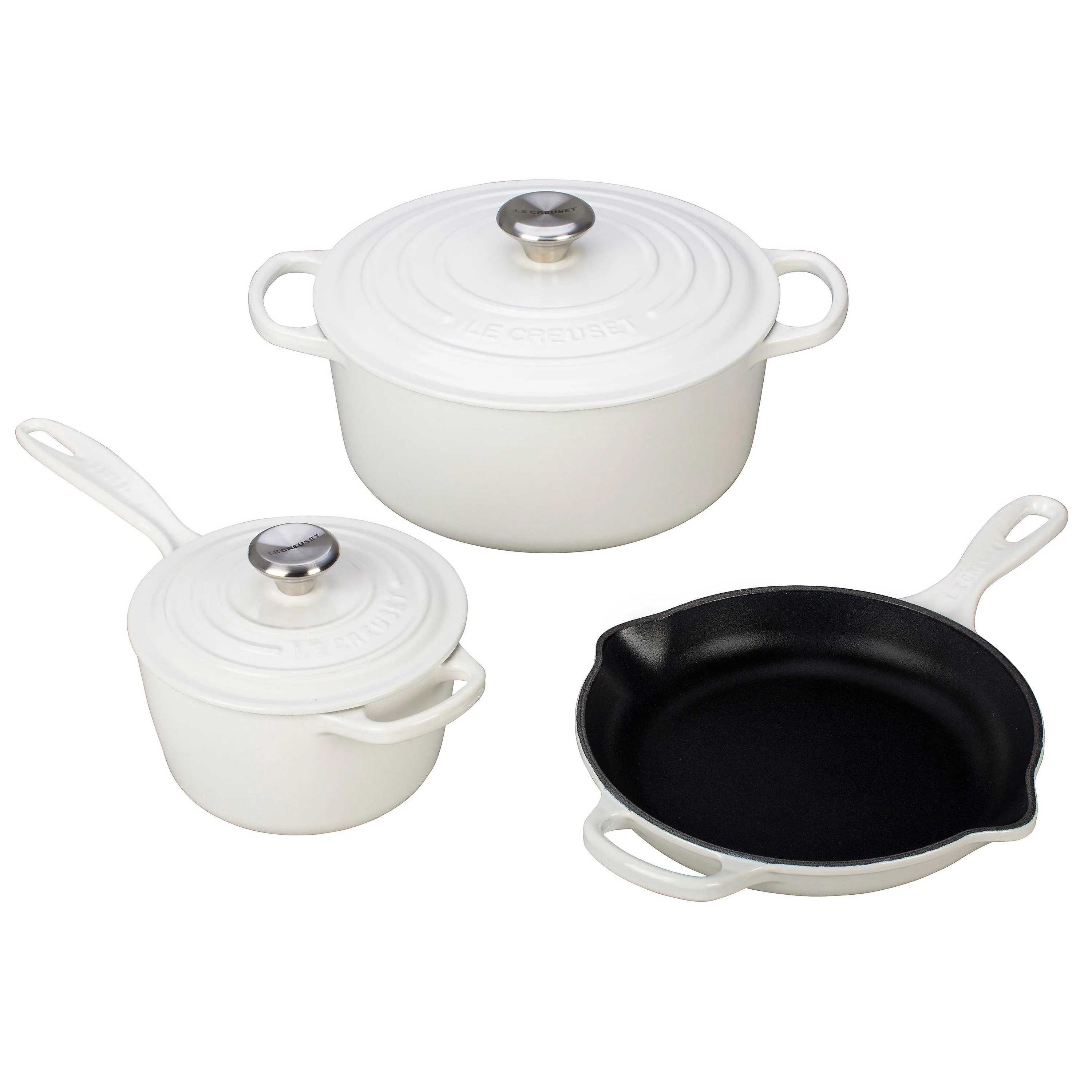 Le Creuset 5Pc Signature Cast Iron Cookware Set White