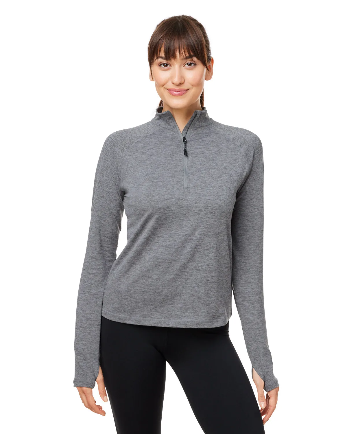 GLYDER LLC Ladies' Marbled Jersey Fairway Quarter-Zip