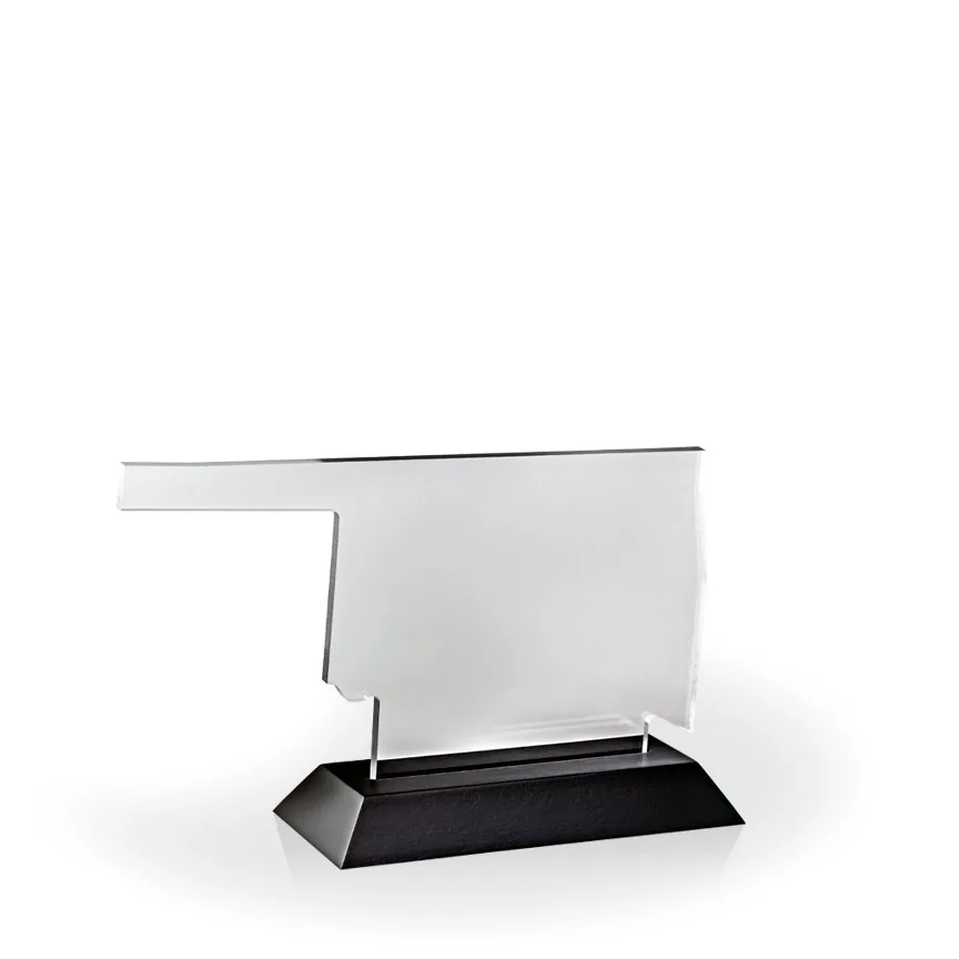 Oklahoma Award with Black Wood Base - Engraved view 2