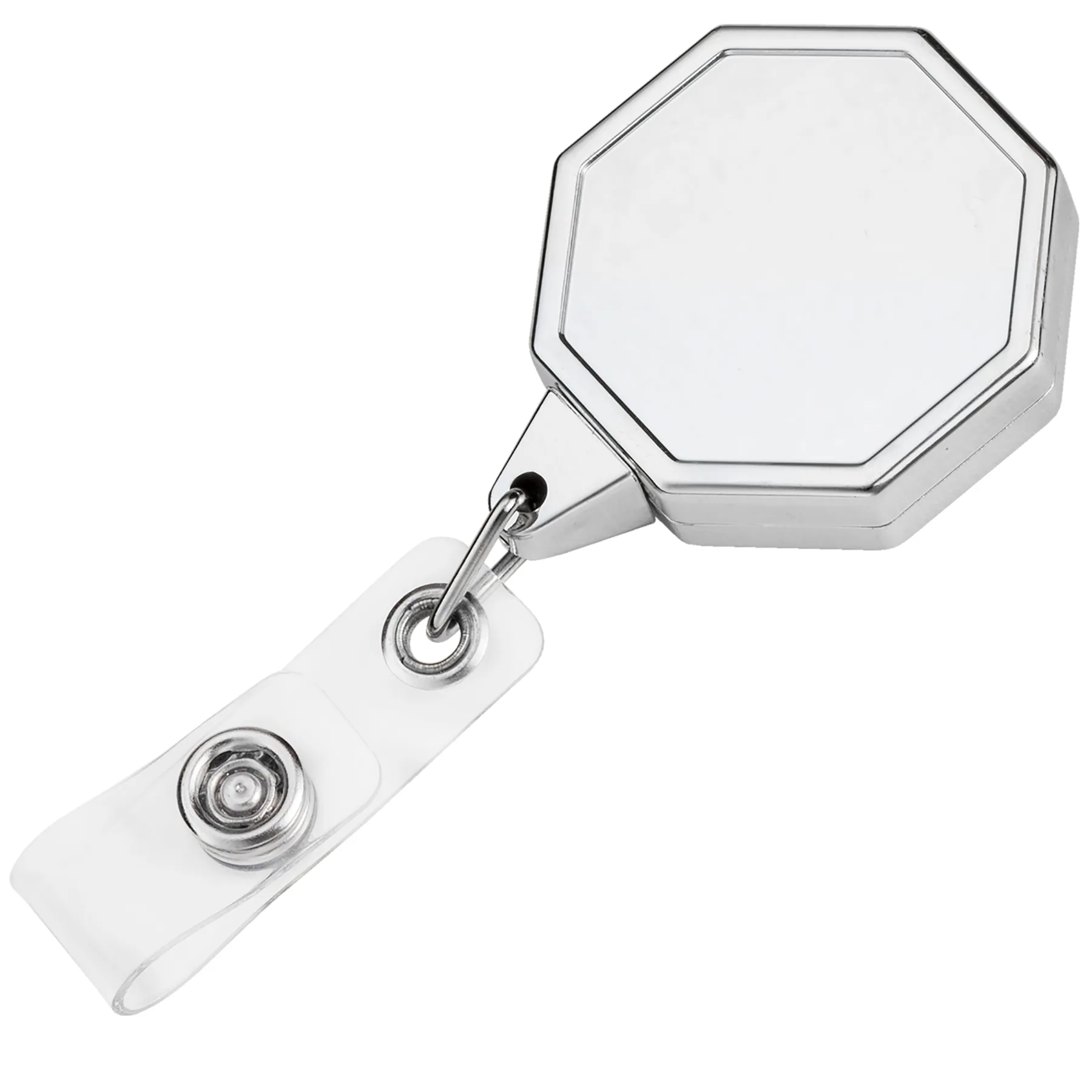 Chrome Jumbo Octagon Retractable Badge Reel view 2