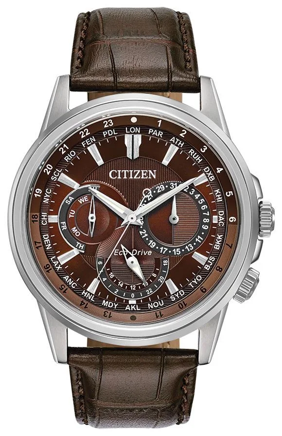 Citizen Watch Men's Calendrier Brown Leather Strap w/Brown Dial