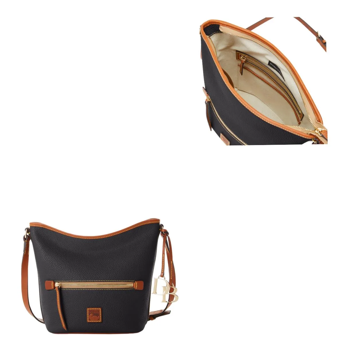 Dooney & Bourke Black Pebble Grain Zip Sac