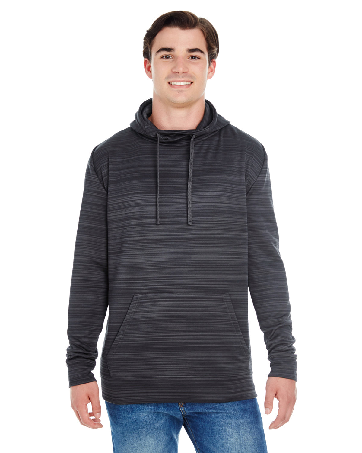 J AMERICA Adult Odyssey Striped Poly Fleece Pullover Hood