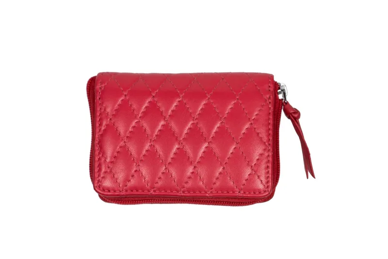 Champs Luggage Red Leather Rfid Palm Wallet Size 5"X3.5"X1"