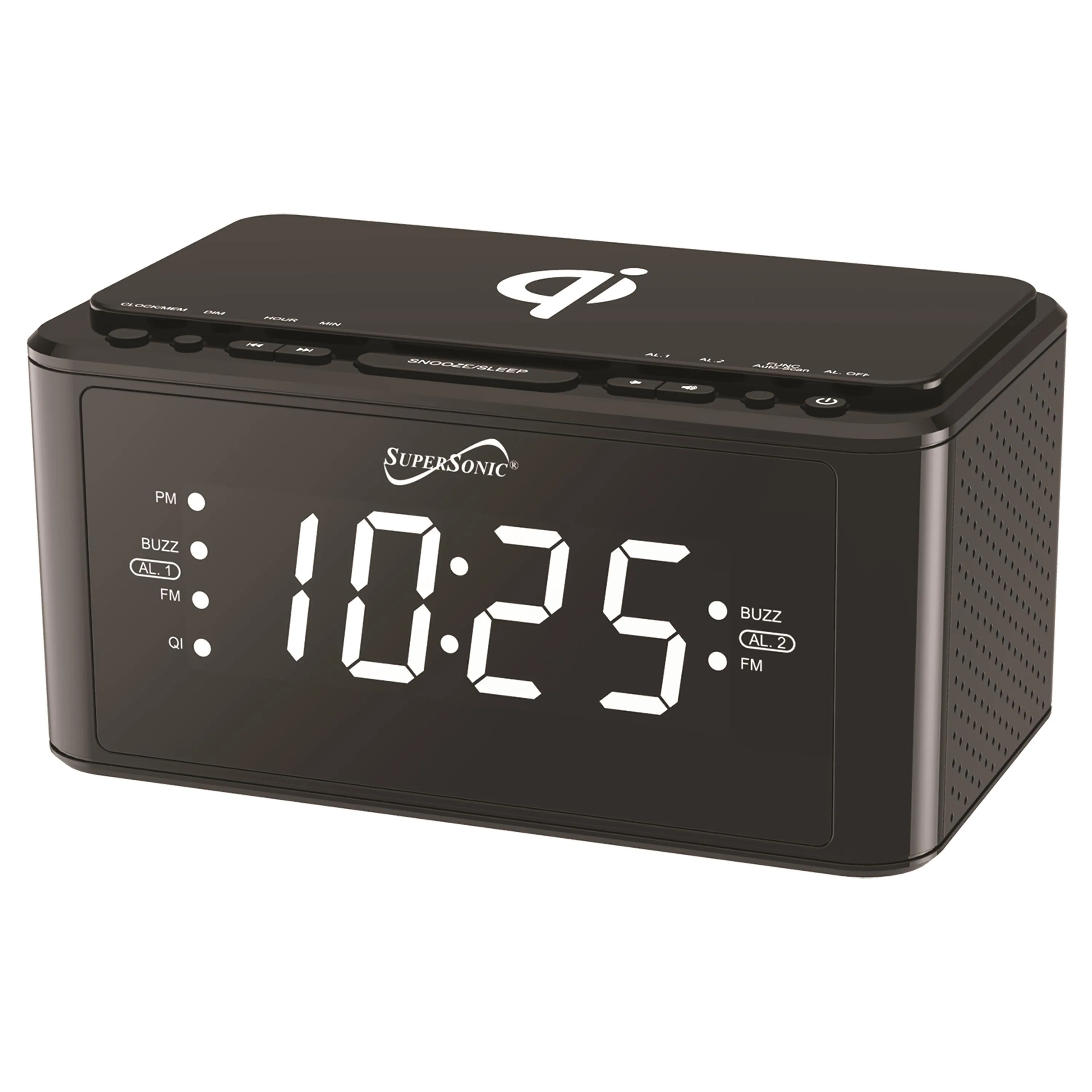 Supersonic® Clock Radio w/Qi Wireless Charging Station