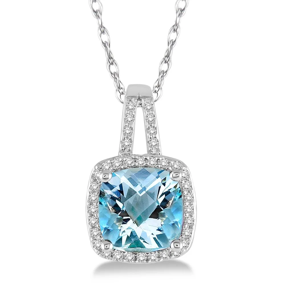 Jilco Inc Aquamarine & Diamond Necklace