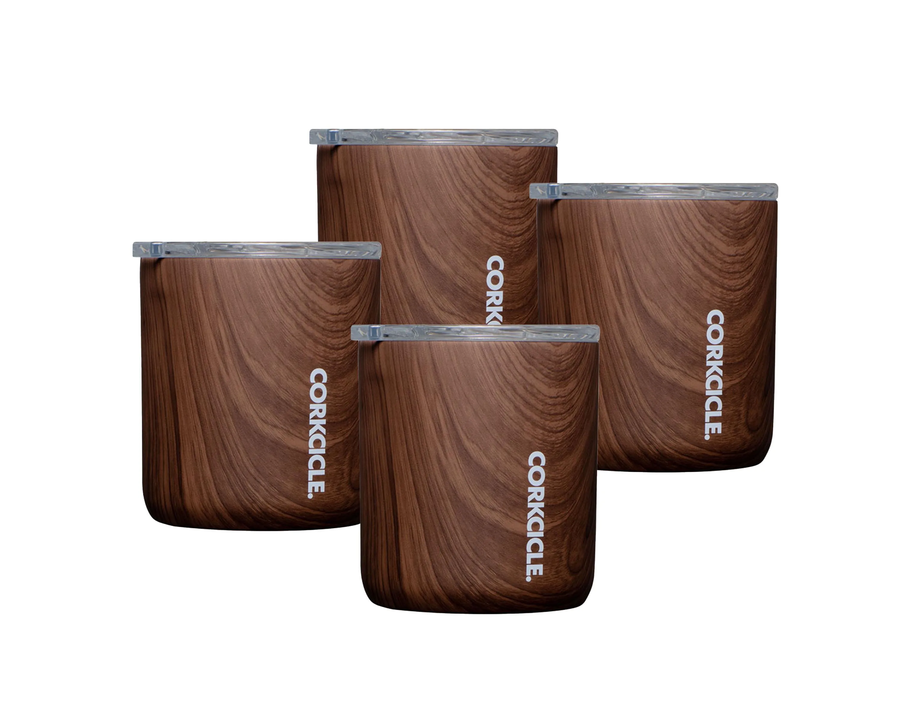 Corkcicle 12Oz Buzz Cup - Walnut Wood, 4 Pack