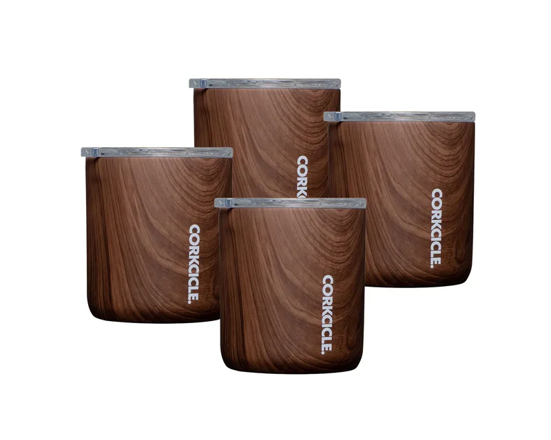 Corkcicle 12Oz Buzz Cup - Walnut Wood, 4 Pack
