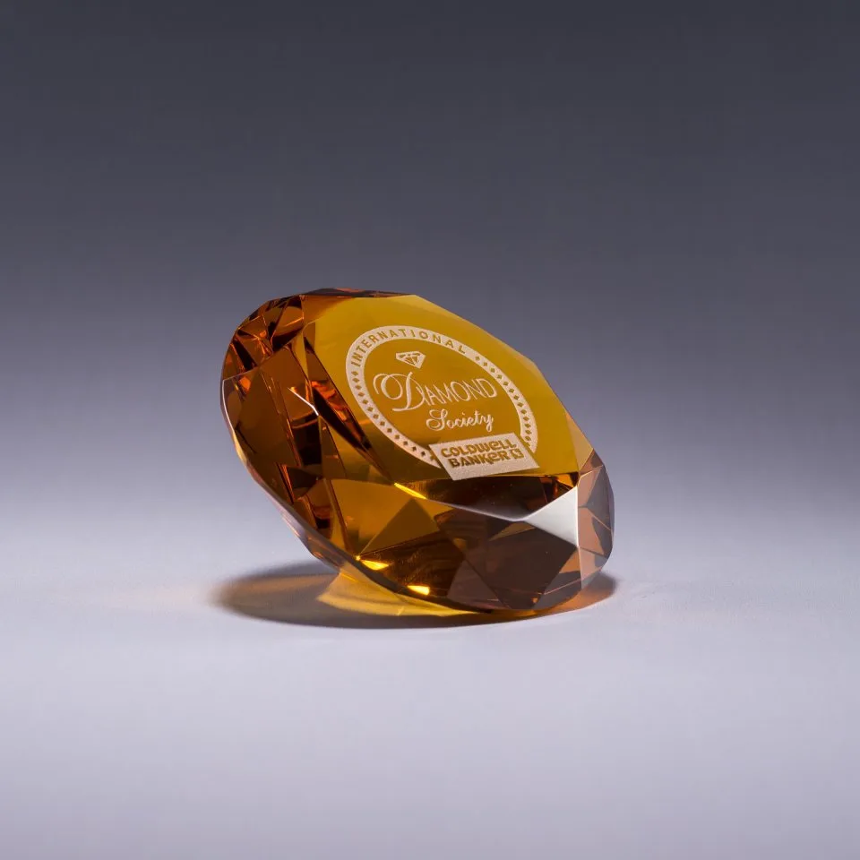 Amber Diamond Paperweight