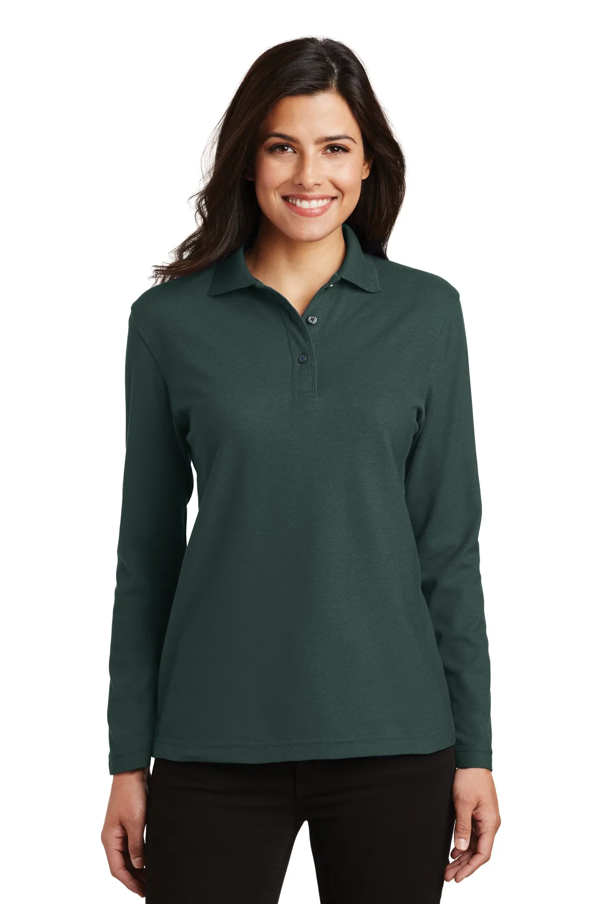 Port Authority® Women's Silk Touch™ Long Sleeve Polo. view 2