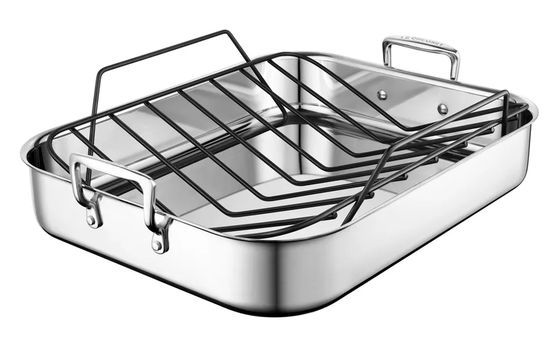 Le Creuset Large Stainless Steel Roasting Pan W/ Nonstick Rack