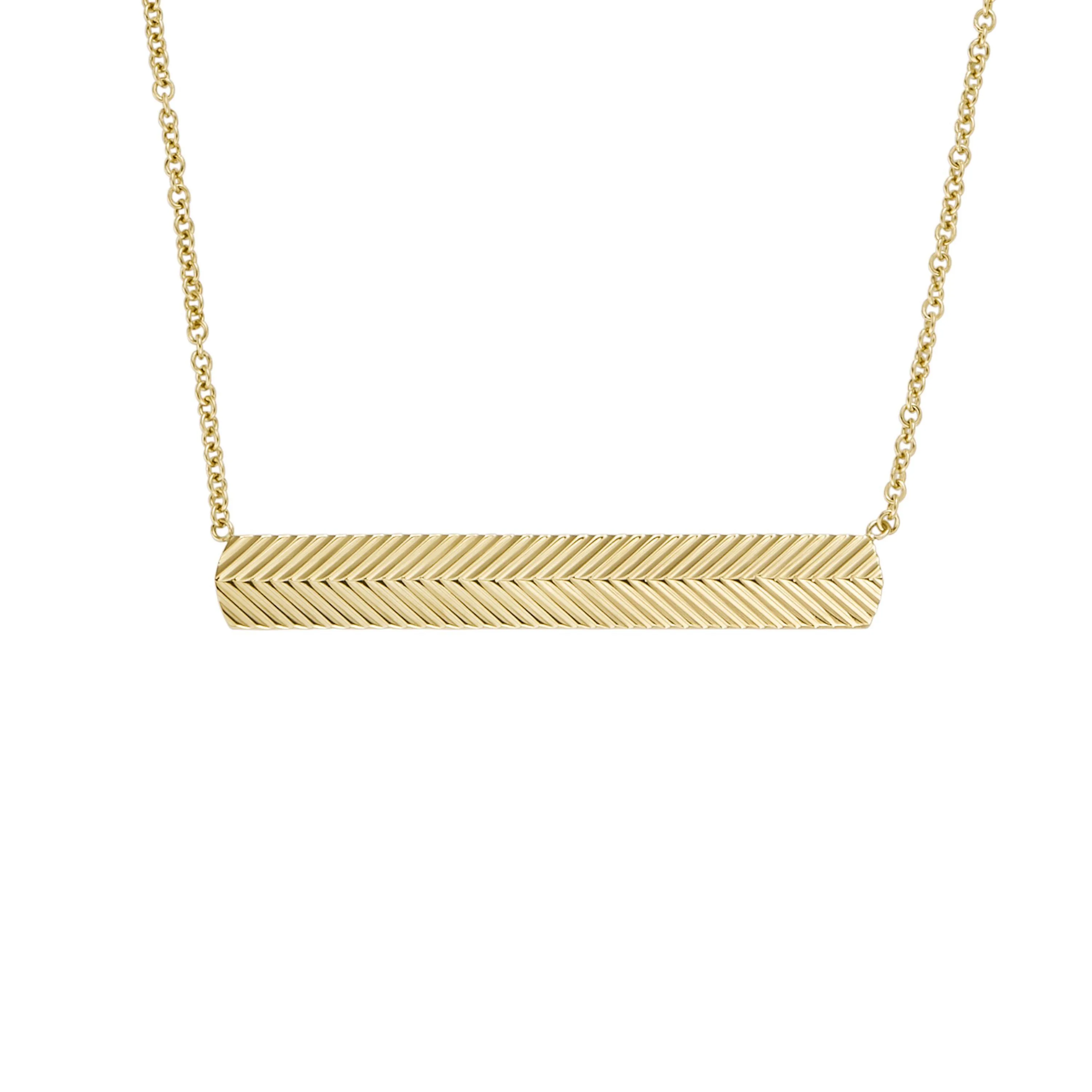Fossil Harlow Linear Texture Gold-Tone Stainless Steel Chain Necklace