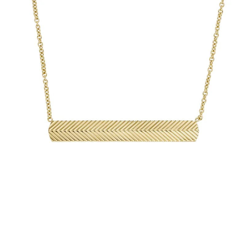 Fossil Harlow Linear Texture Gold-Tone Stainless Steel Chain Necklace