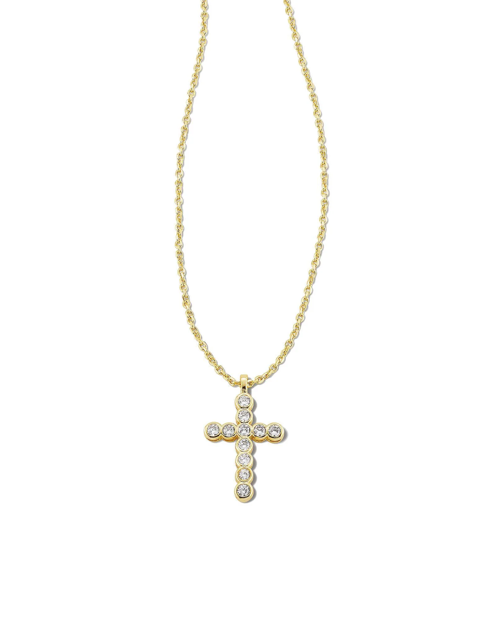 Kendra Scott Cross Crystal Pendant Necklace - Yellow Gold
