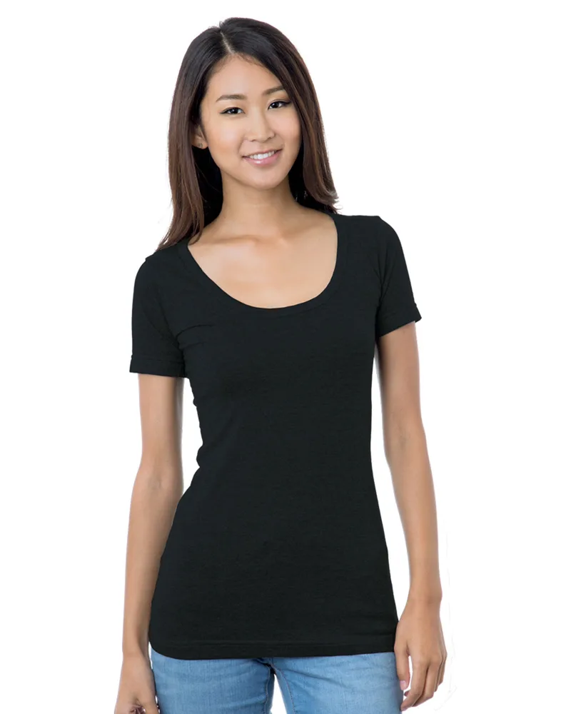 BAYSIDE Ladies' USA Made Wide Scoop Neck T-Shirt