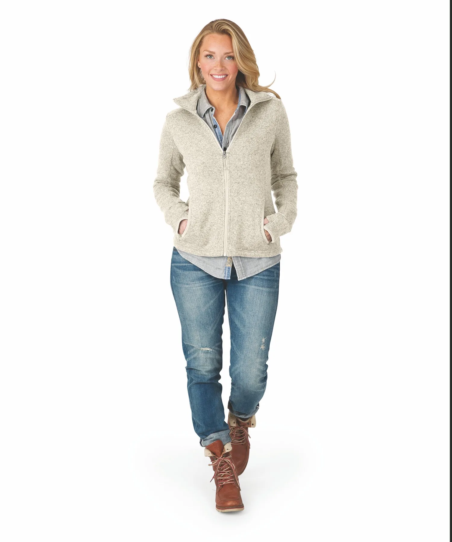 Women's Heathered Fleece Jacket view 4