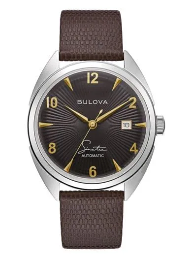 Citizen® Bulova Frank Sinatra Men's Automatic Brown Lizard Strap Watch w/Black Dial