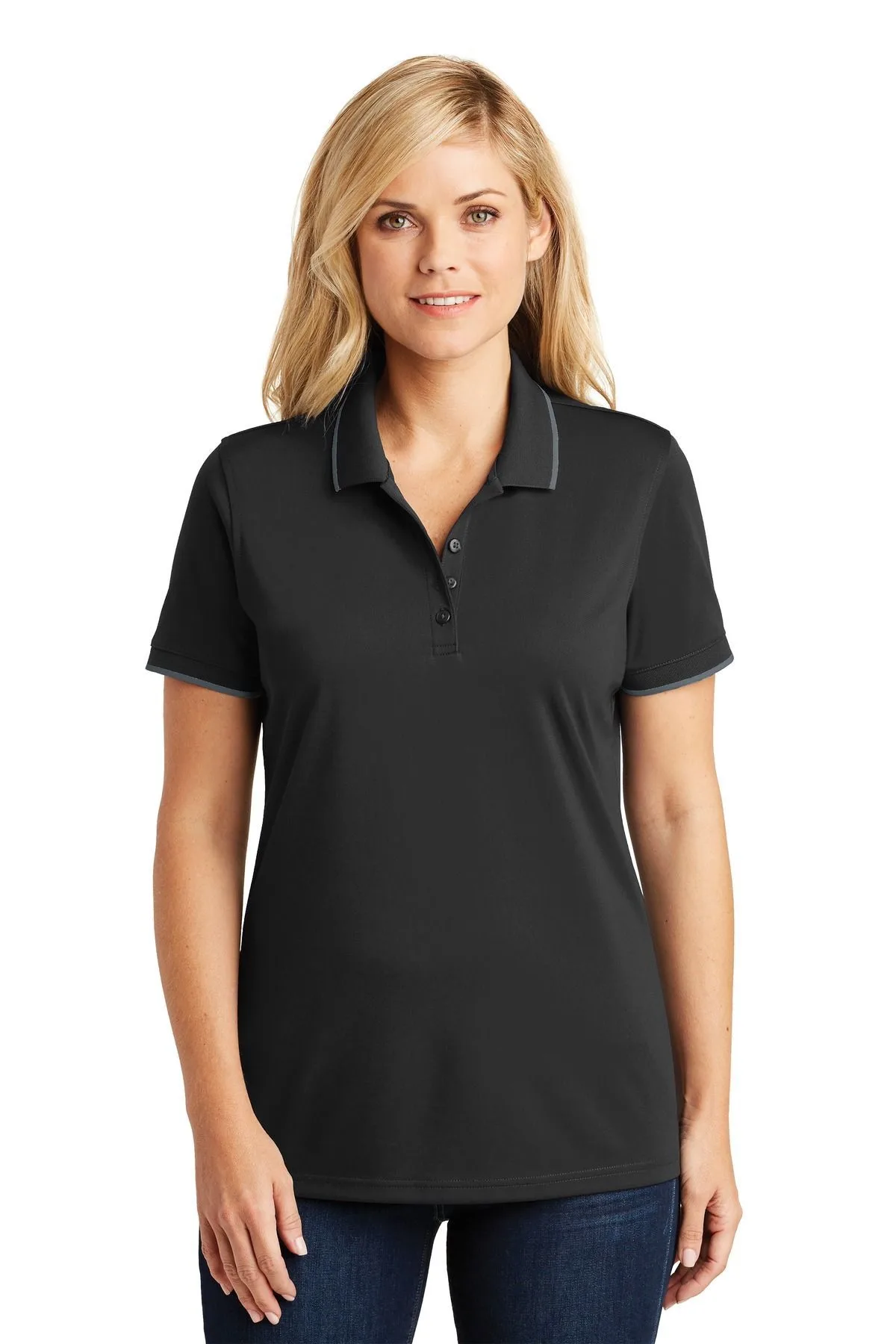 Port Authority® Women's Dry Zone® UV Micro-Mesh Tipped Polo.