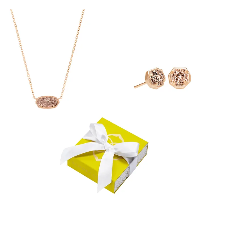 Kendra Scott Elisa Nola Rose Drusy 2 Pc Gift Box Set