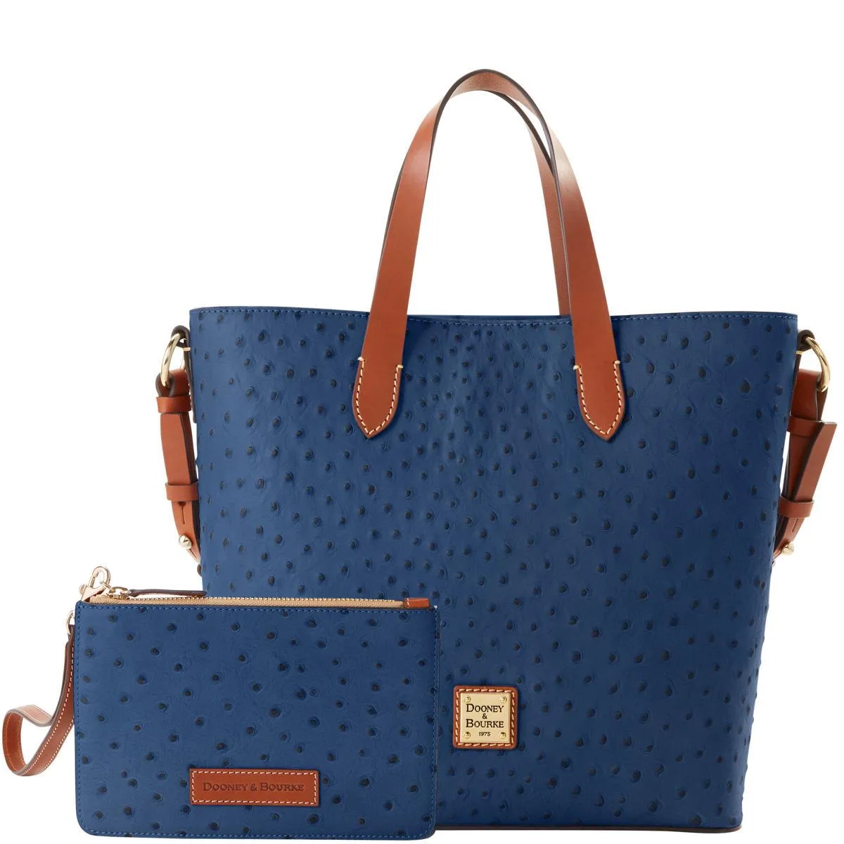 Dooney & Bourke Navy Ostrich Liliana w/Pouch