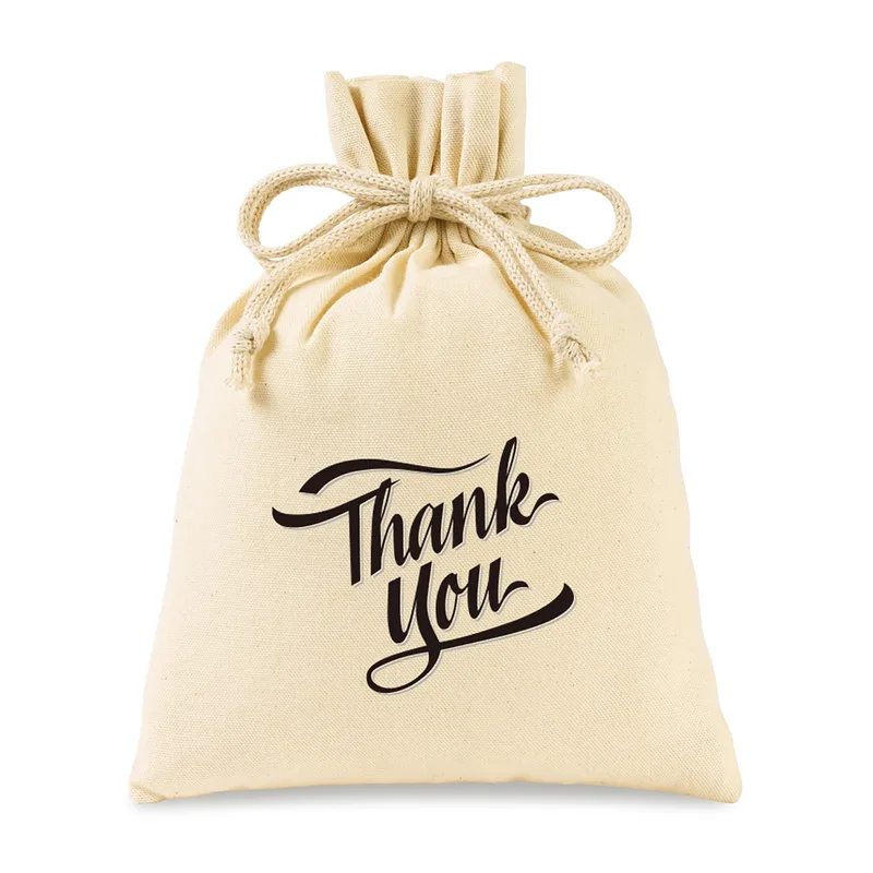 Canvas Drawstring Gift Bag- Medium - Natural