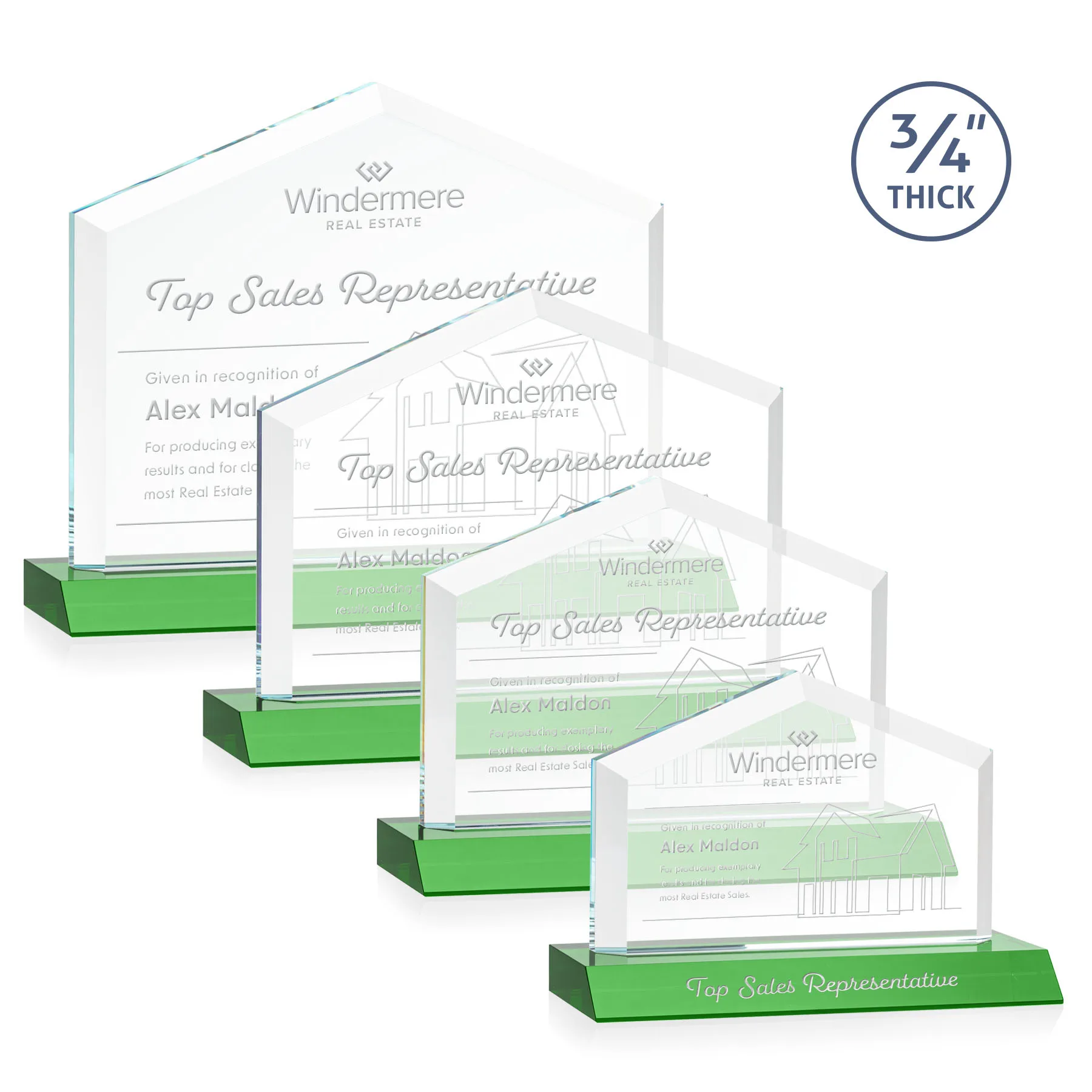 Deep Etch, Front Mitered base, Green