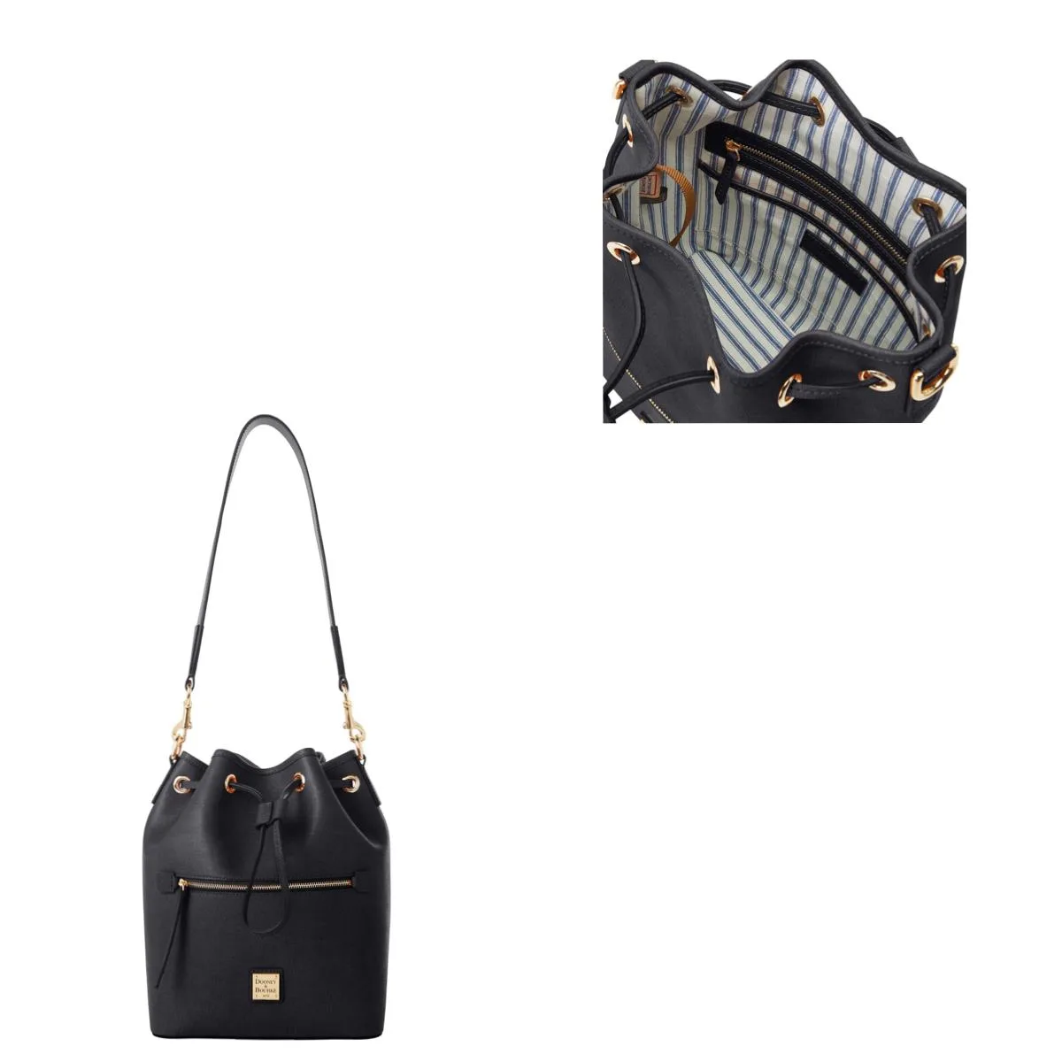 Dooney & Bourke Black Saffiano Drawstring