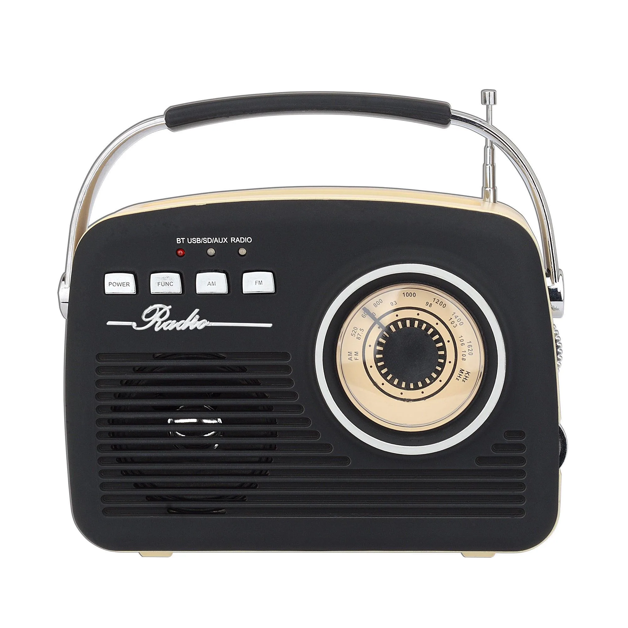 Supersonic Vintage Portable Bluetooth Speaker W/ Am/Fm Radio Black