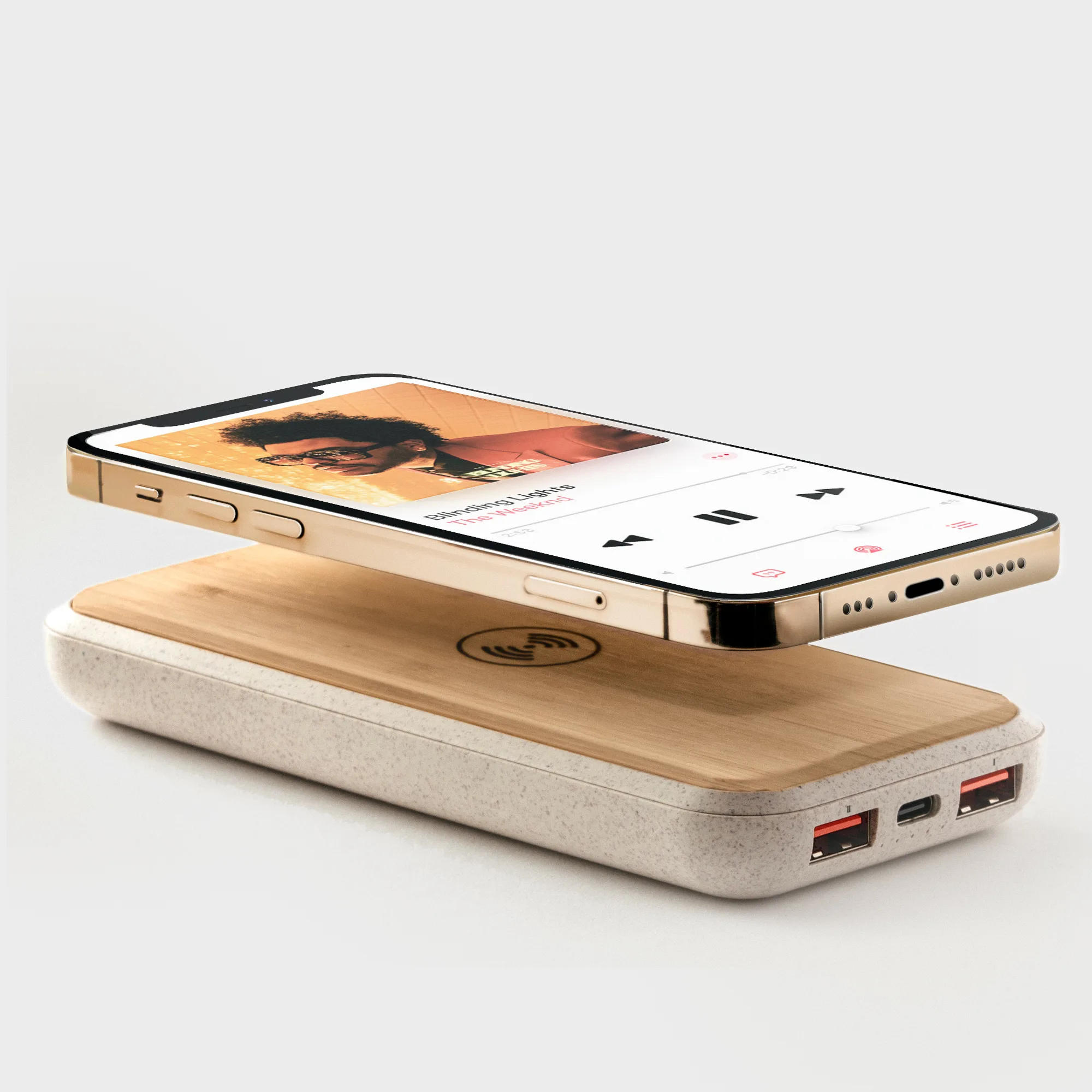 Wireless Quick Charging Bamboo Power Bank view 4