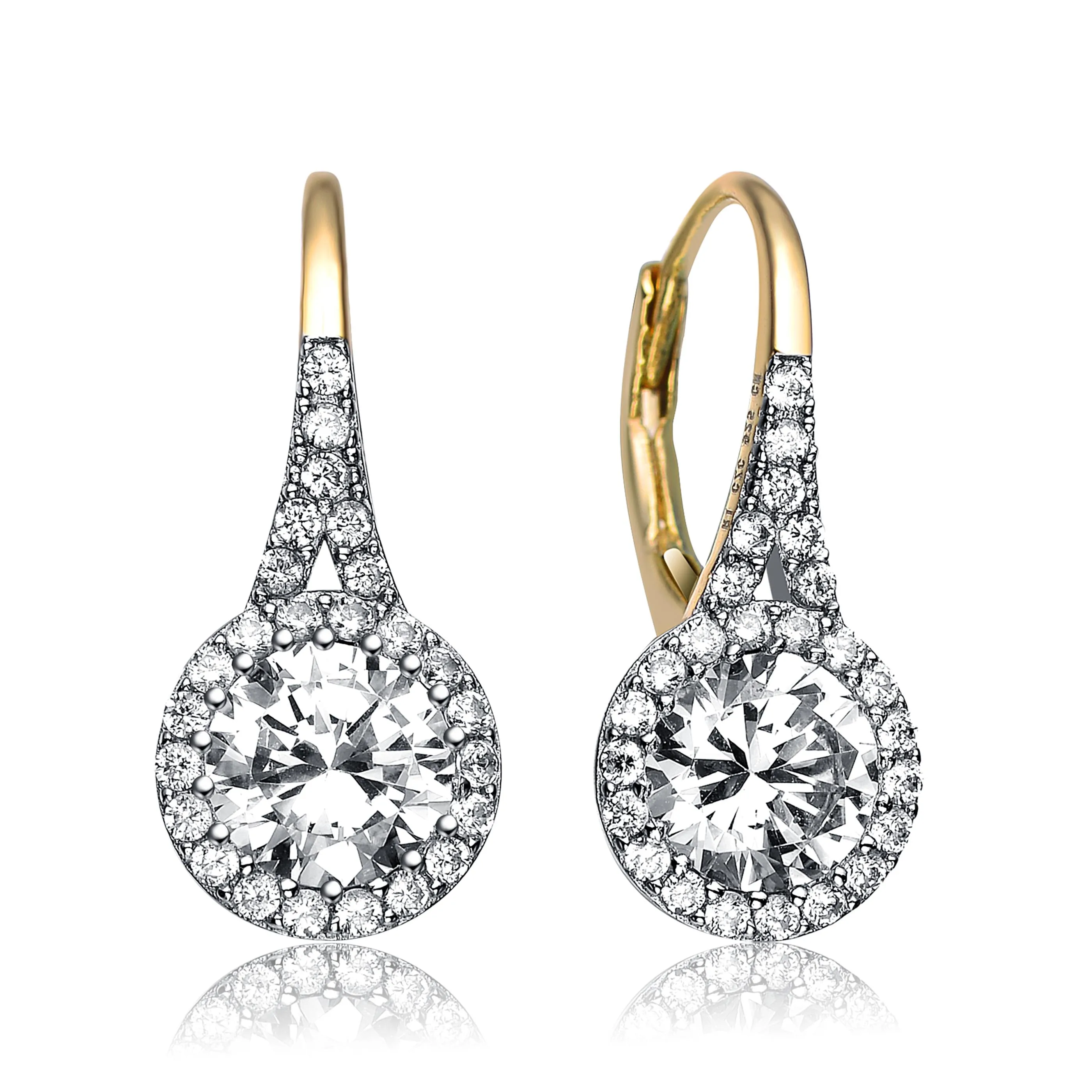 GENEVIVE Gold Plated Cz Lever Earrings Size 0.83