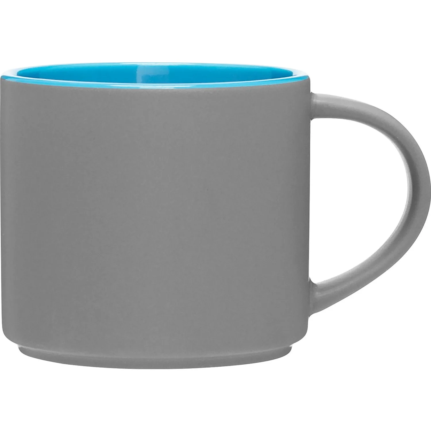 16 oz Monaco Ceramic Mug (Matte Storm Gray/Sky Blue) view 2