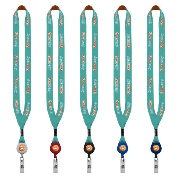3/4" Dye-Sublimated Lanyard with Metal Crimp & Retractable Badge Reel view 2