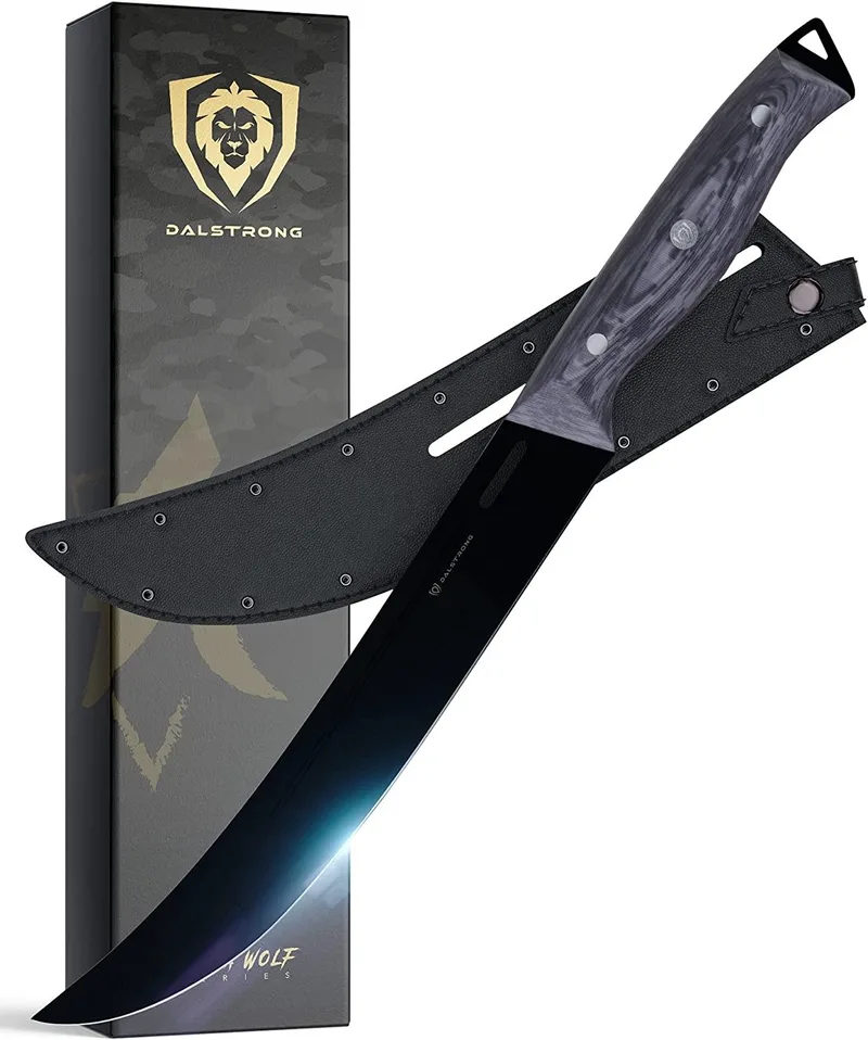 Dalstrong 10" Butcher/Scimitar Knife -Delta Wolf Series-High Carbon Steel-Camo Handle-Leather Sheath