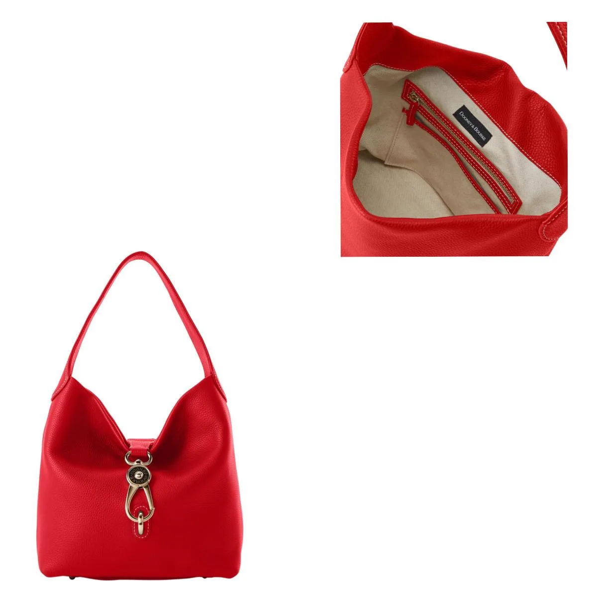 Dooney & Bourke Red Pebble Grain Small Logo Lock Sac