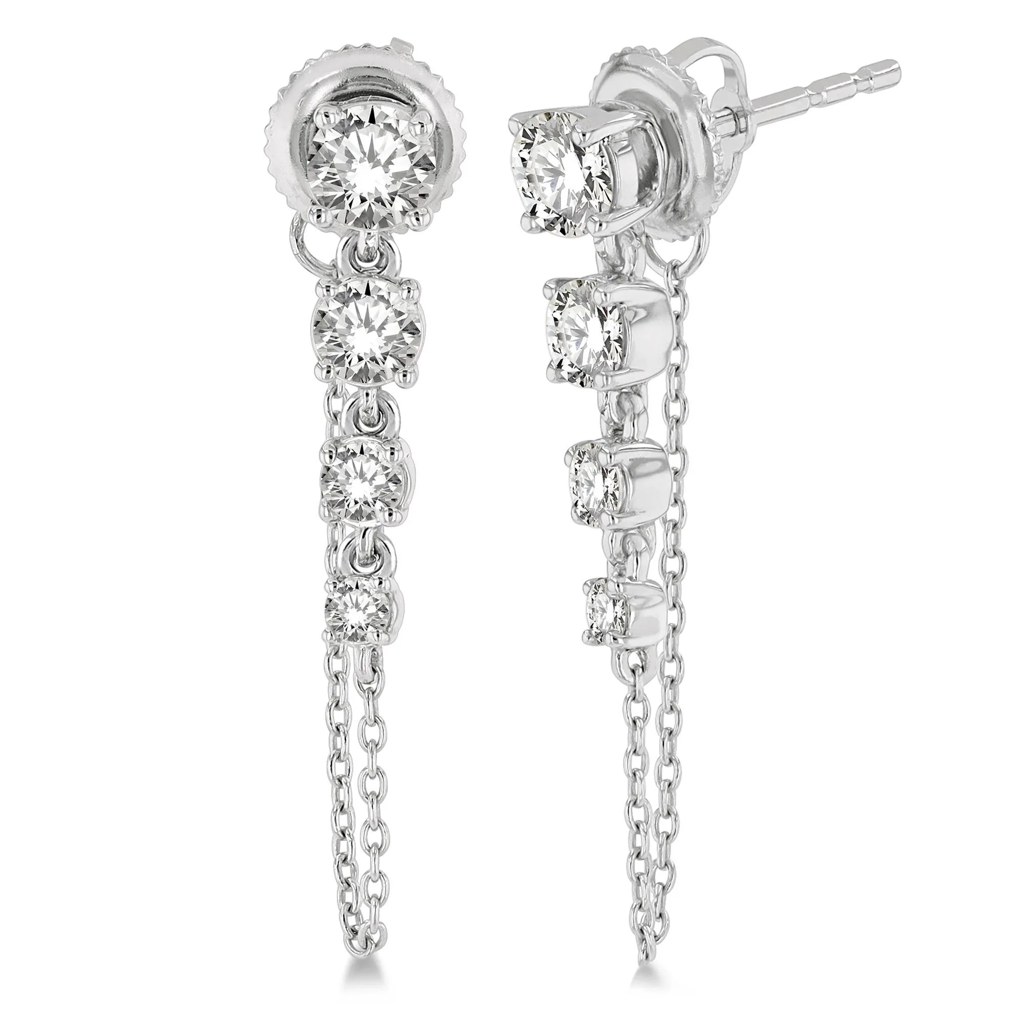 Jilco Inc Diamond Long Chain Journey Earrings - 1.00twt