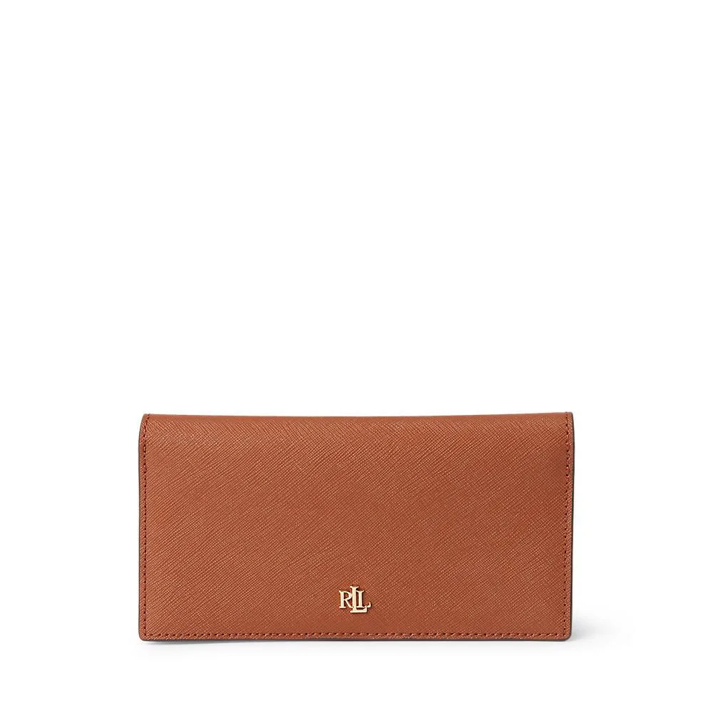 Ralph Lauren Crosshatch Leather-Slim Wallet - Lauren Tan