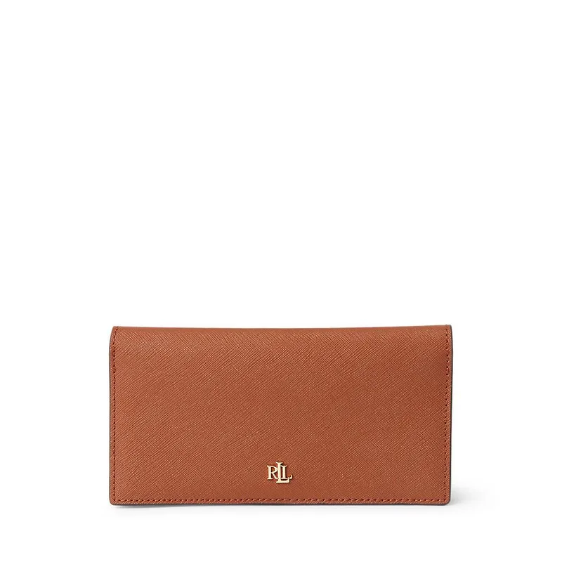 Ralph Lauren Crosshatch Leather-Slim Wallet - Lauren Tan