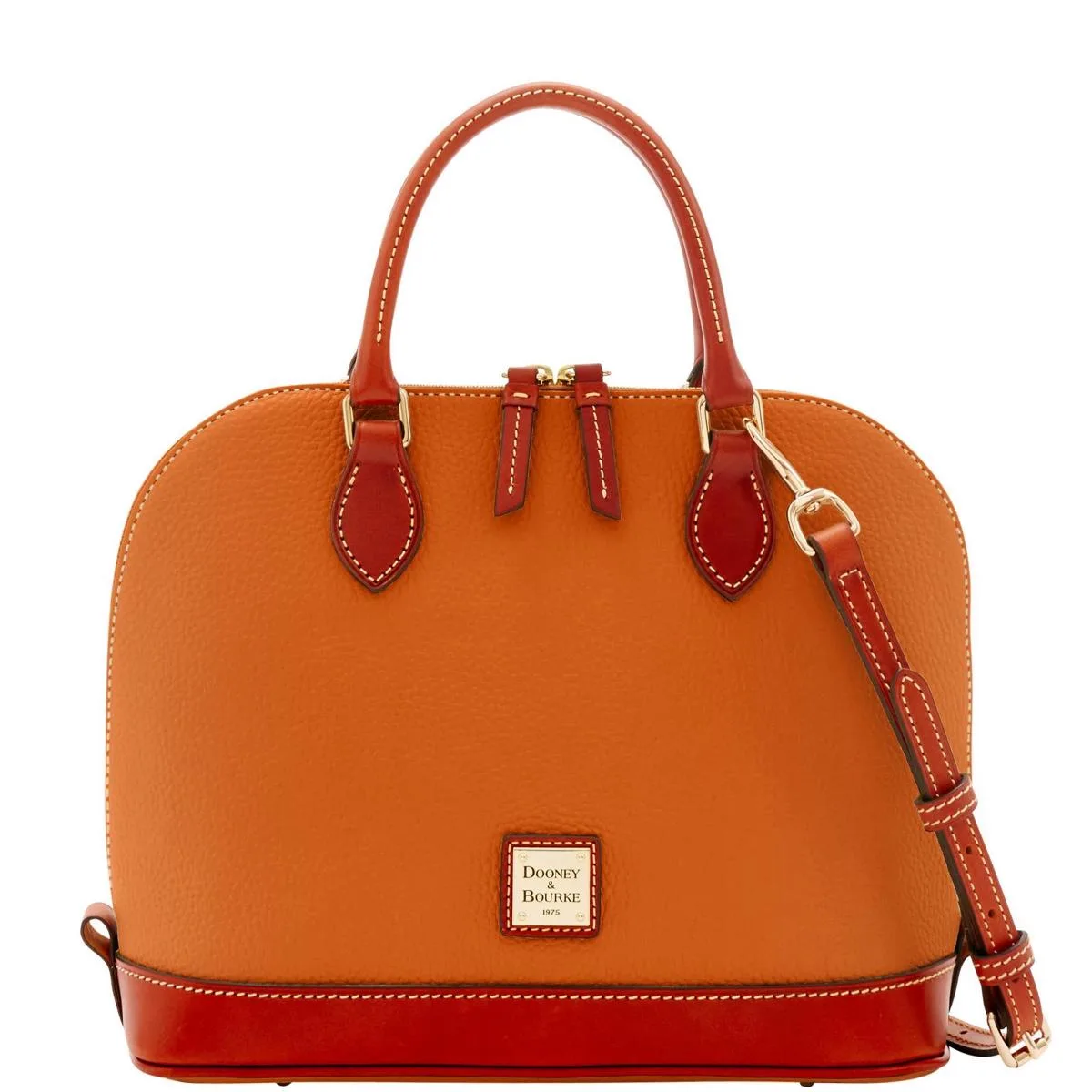 Dooney & Bourke Caramel Pebble Grain Zip Zip Satchel
