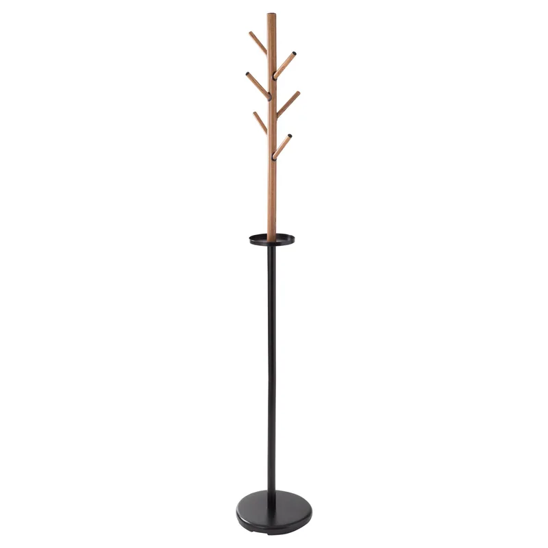 Honey-Can-Do Freestanding Coat Rack W/ Tree Design & Accessory Tray Black/Brown